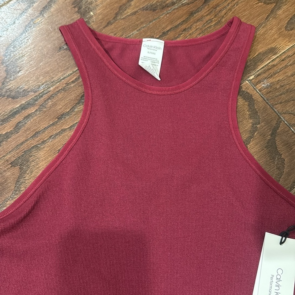 Calvin Klein Performance NWT maroon ribbed Racerback, XL - Picture 4 of 9